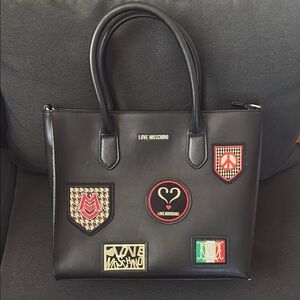 Love Moschino Black Bag with Colorful Patches